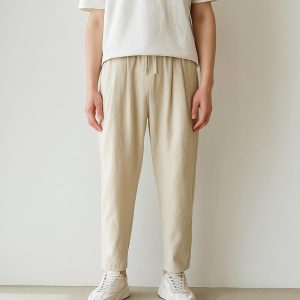 Men's Cotton Ankle Pants | Korean Style Loose Fit Trousers